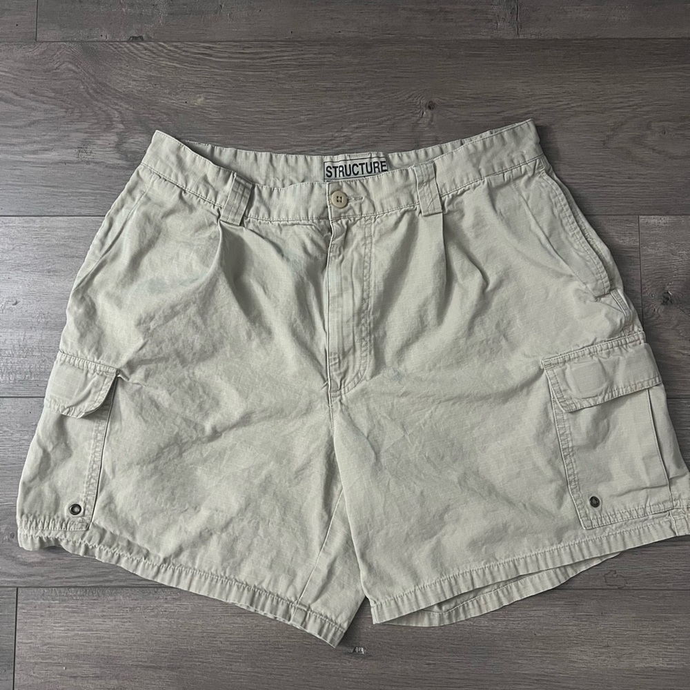 Vintage (Y2K) Structure Men's Light Beige Cargo Shorts